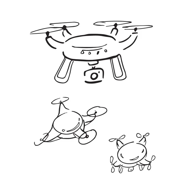 Drone radio control aircarf kreskówki rysunek — Wektor stockowy