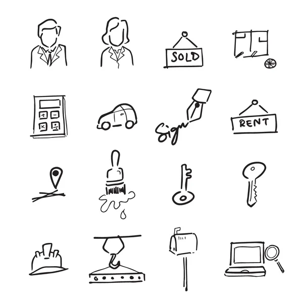 Vastgoed tekening icons set 1 — Stockvector