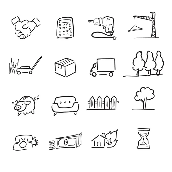 Conjunto de iconos de dibujo inmobiliario 3 — Vector de stock