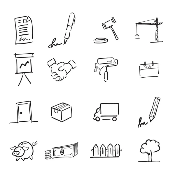 Vastgoed tekening icons set 4 — Stockvector