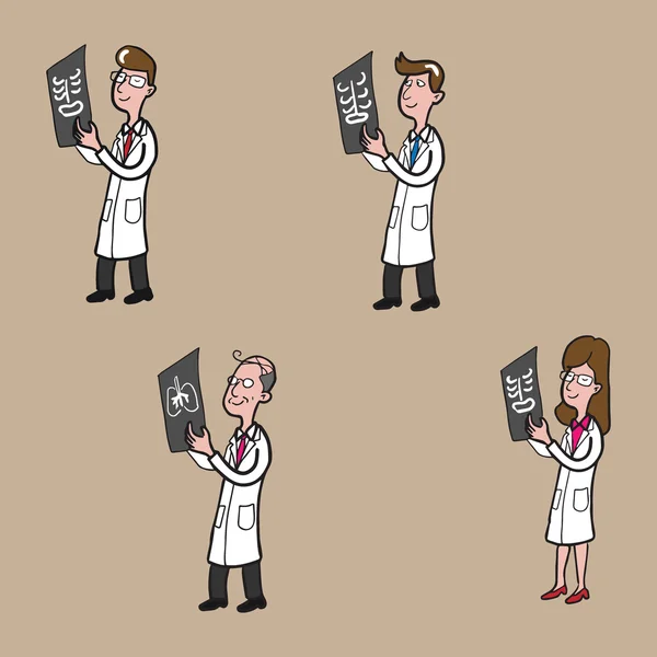 Médecins à la recherche de dessins animés de films radiographiques — Image vectorielle