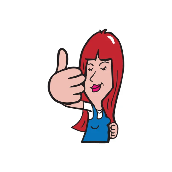 シニア女性の親指漫画アップ — ストックベクタ