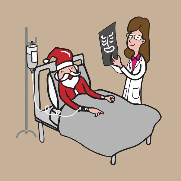 Docteur avec film radiographique et dessin animé du Père Noël 1 — Image vectorielle