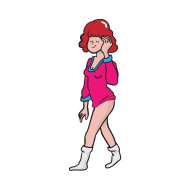 Kız Aerobik egzersizler çizim karikatür