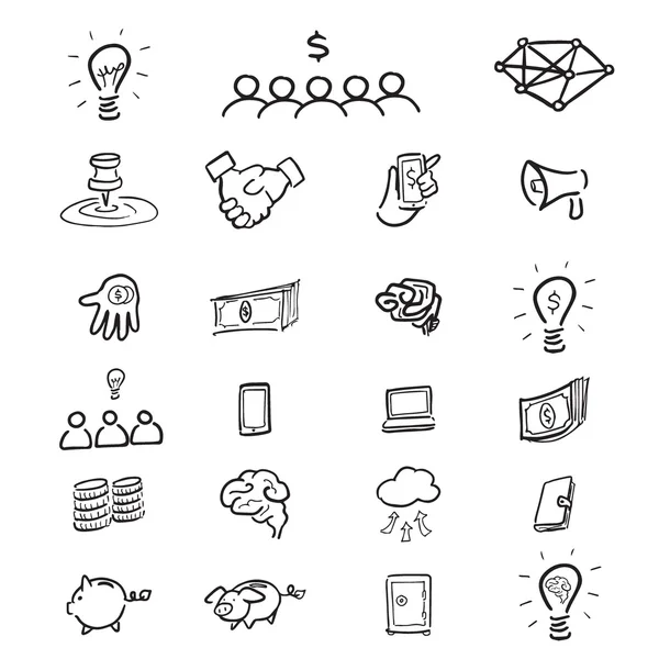 Crowdfunding cartoon tekening icons set — Stockvector