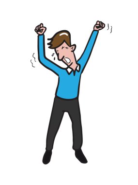 Yawing genç adam karikatür çizim