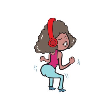 4 çizim kulaklık karikatür ile dans