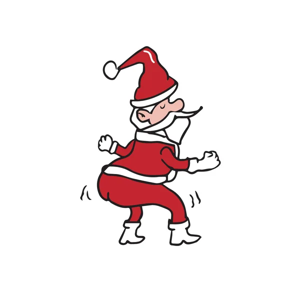 Santa moving bottom and dance cartoon — Stock Vector