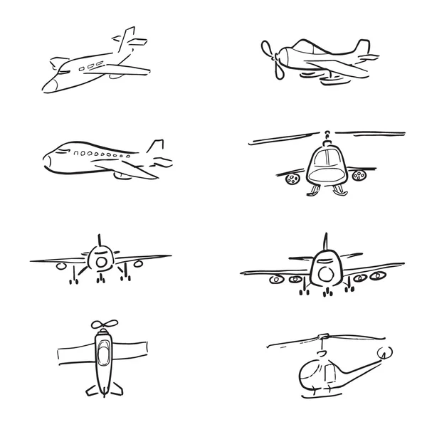 Flugzeuge Cartoon Zeichnung Doodle — Stockvektor