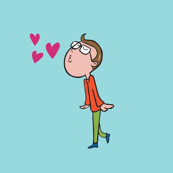 Caer en el hombre del amor dibujo de dibujos animados — Vector de stock