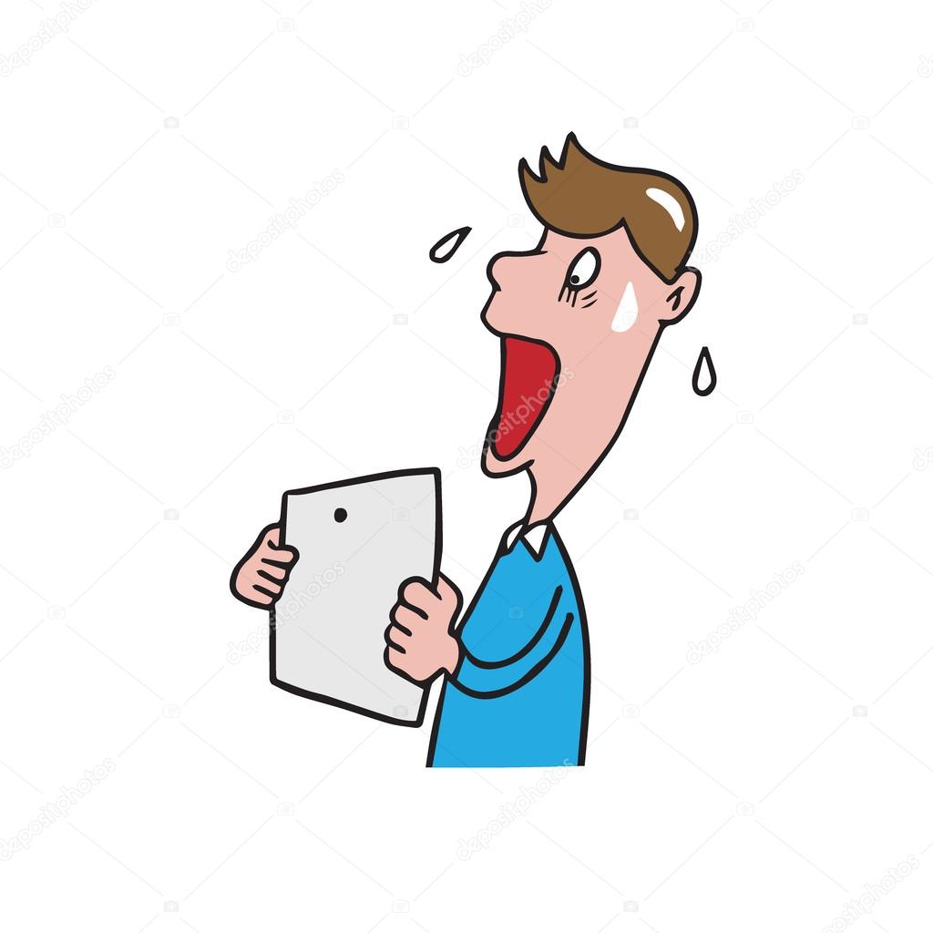 Mannen får sjokk Nyhetstegning 1. stockvektor © tawesit@gmail.com #127116168, image size:1024x1024