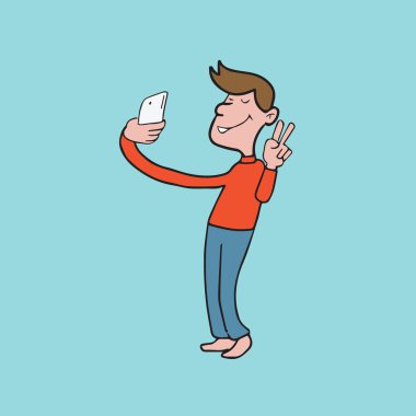 Selfie iki parmak hareketi adamla