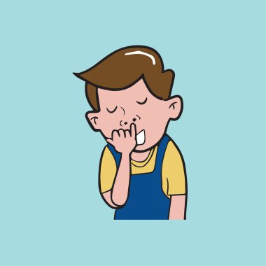 Adam parmak 1 çizim burun karikatür koymak.