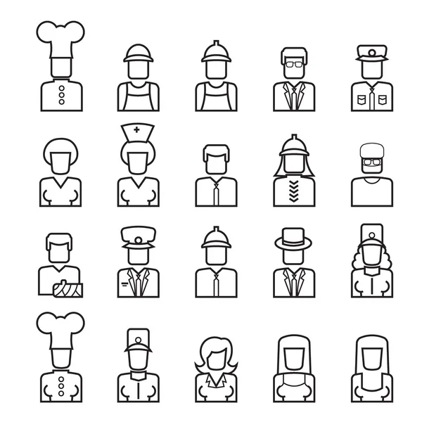 Gente avatar línea iconos — Vector de stock