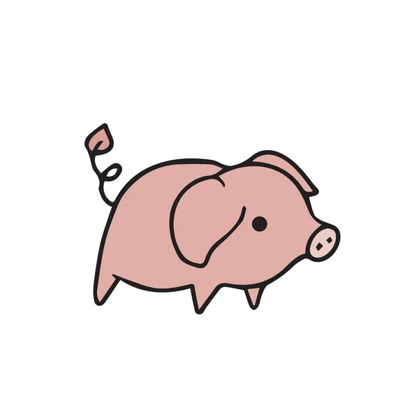 Standing alone pig cartoon drawing — ストックベクタ