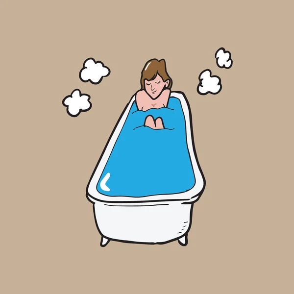 Baño en bañera mujer dibujo de dibujos animados 1 — Archivo Imágenes Vectoriales