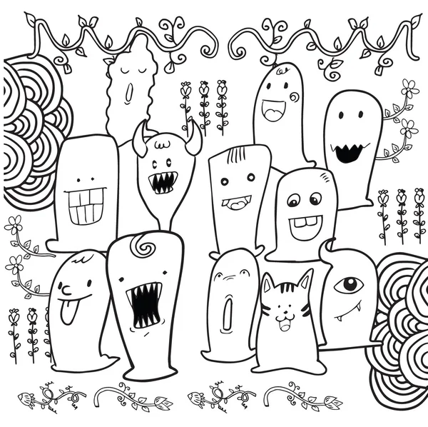 Halloween monsters isolated doodle decorate — Stockový vektor