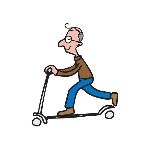 Hombre jugando scooter dibujo de dibujos animados 2 — Vector de stock