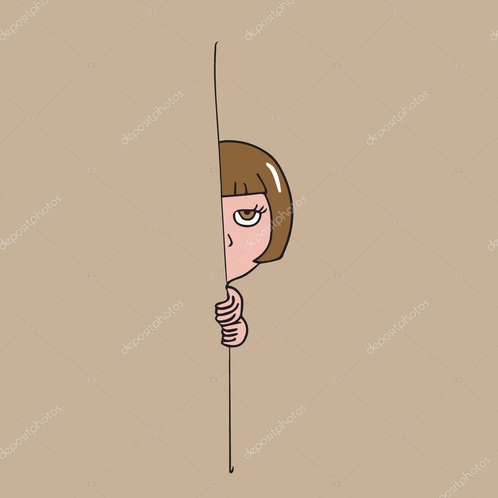 Girl hide behind wall cartoon drawing Stock Vector Image by  ©tawesit@ #127726278