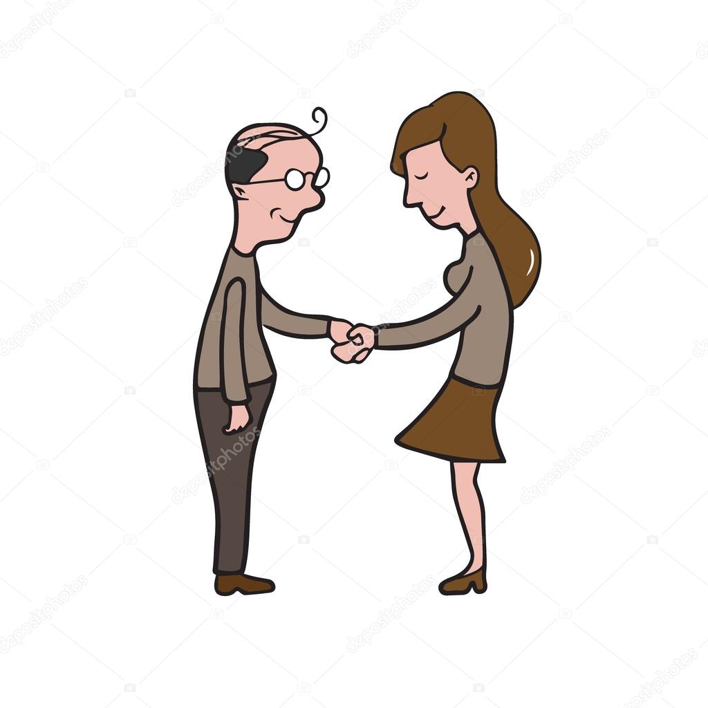Man and woman handshake cartoon drawing 3