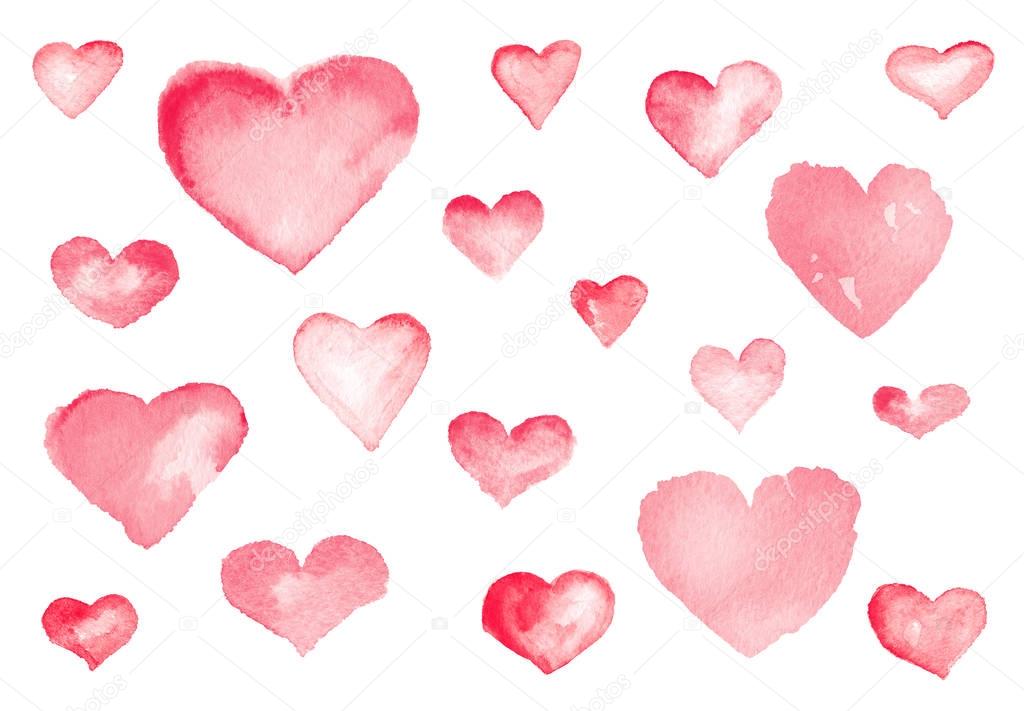 Download Red Hearts. Watercolor illustration — Stock Photo ...