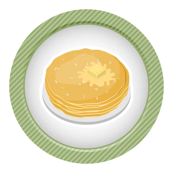 Ilustración vectorial de panqueques con mantequilla — Vector de stock