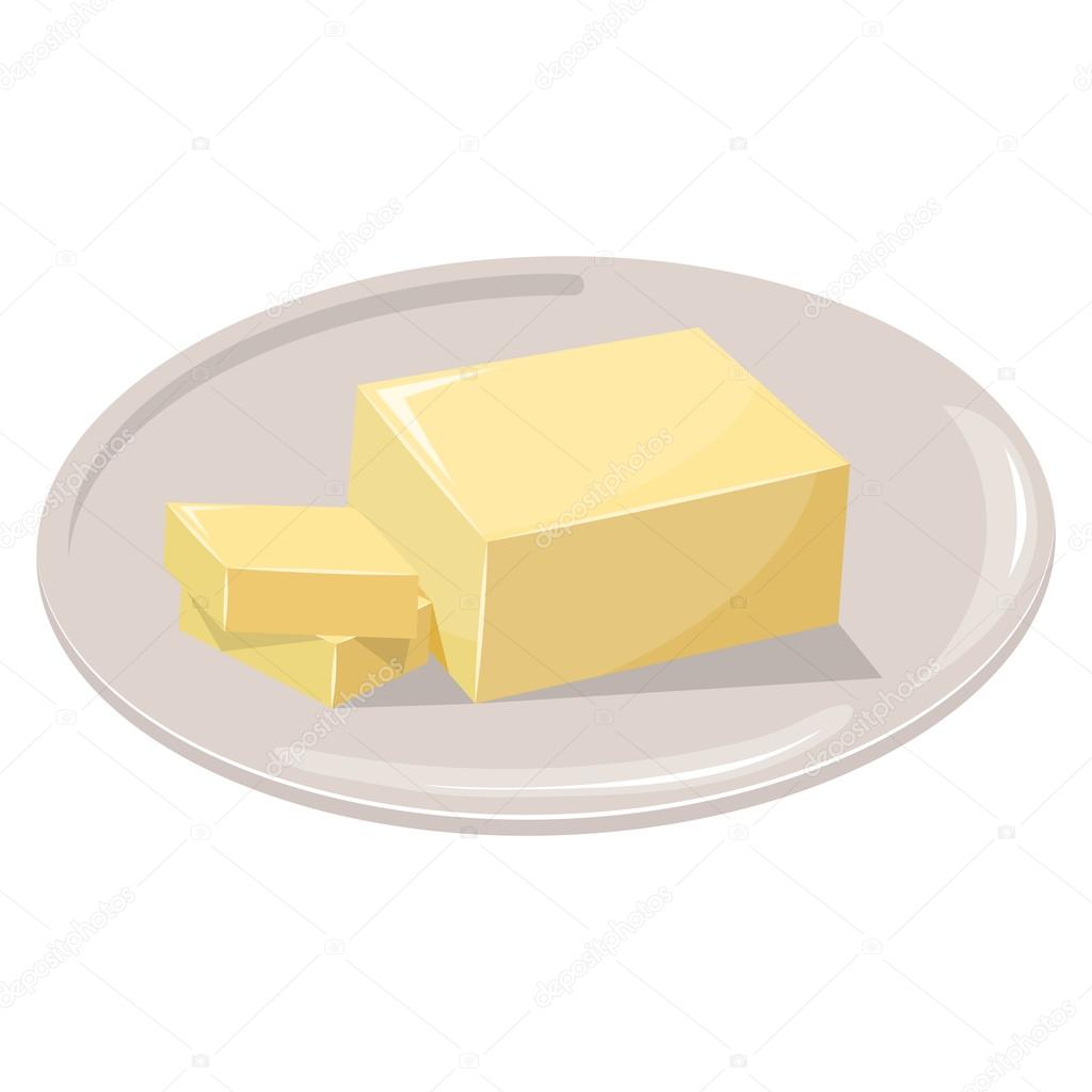 Sliced Margarine block. Baking ingredient butter stick.