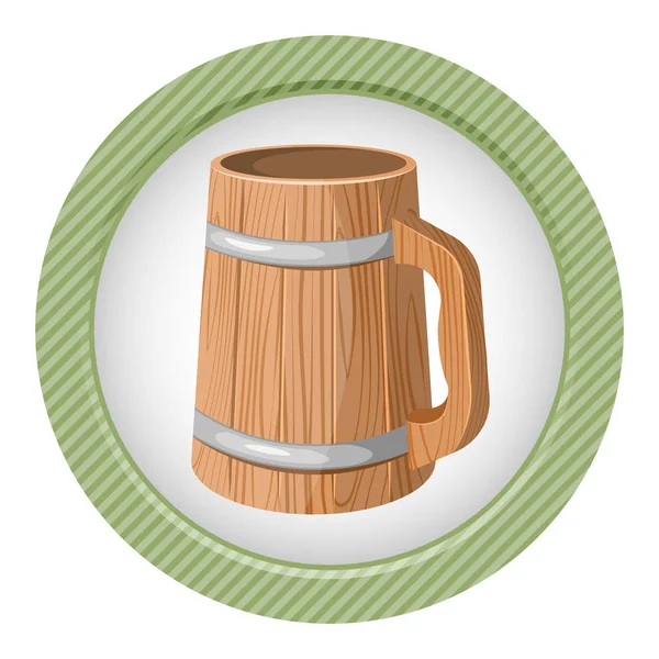 Ilustración de jarra de cerveza de madera — Vector de stock