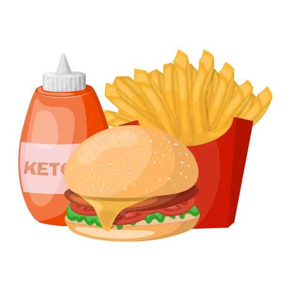 renkli karikatür fast food simge kümesi.