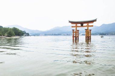 Yüzen yakın geçitte dalgalar Miyajima, Japonya.