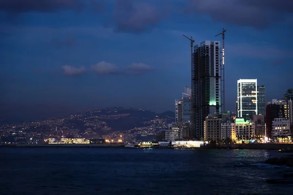 View of a bay in Beirut at night, Lebanon