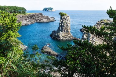 Seogwipo, Jeju Adası, Korea vasıl geçmiş ay ada okyanusa Oedolgae oluşumunda rock