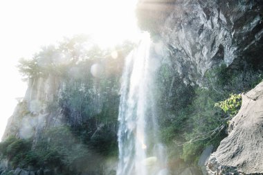 Seogwipo, Jeju Adası, Güney Kore Joengbang şelale üzerinden düşen damlalar