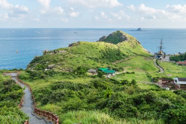 Ejderha kafası, Yongmeori Beach, Sanbang-ro, Jeju Adası, Güney Kore okyanusa ulaşan