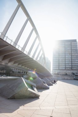 İspanya, Valencia 'daki Turia nehir parkındaki Puente de la Peineta Köprüsü' nün altında.
