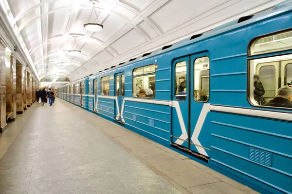 Wagon train on Moscow underground metro station