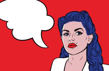 Metnin için konuşma balonu olan kadın.