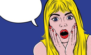 Pop art sürpriz sarışın kadın 