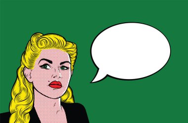 Pop art kadın ile konuşma balonu