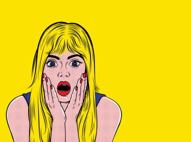 Pop art sürpriz sarışın kadın