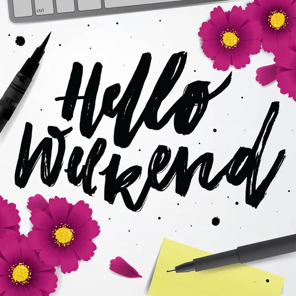 "Hello weekend ". Inspirerande och motiverande — Stock vektor