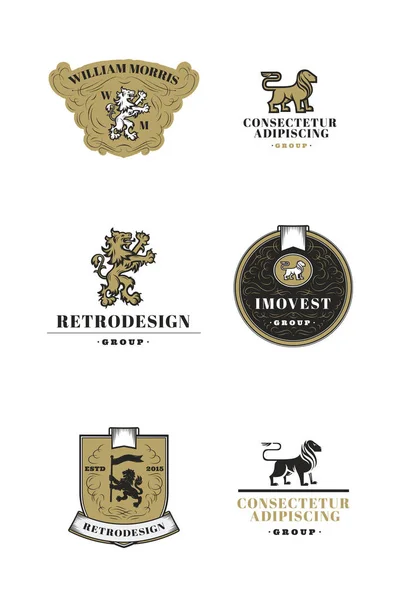 ライオンのロゴのテンプレートの設定 — ストックベクタ