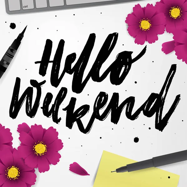 "Hello weekend ". motiverande citationstecken — Stock vektor