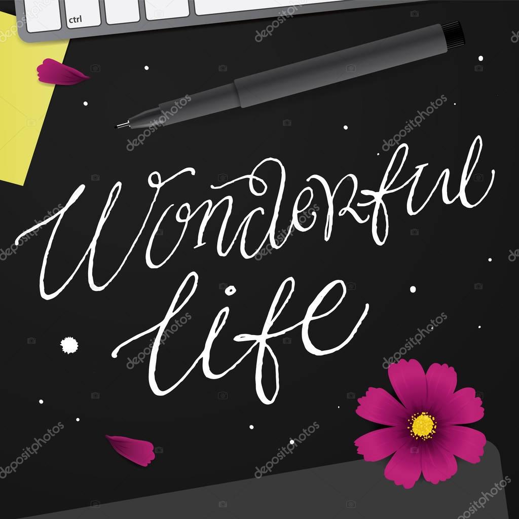 wonderful life sign hand drawn ストックベクター verywell