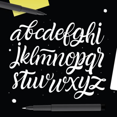 çizilen fırça boyalı harf el