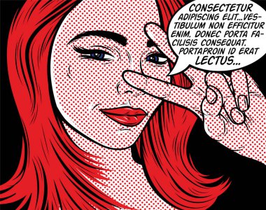 kadın bir retro tarzı ile konuşma balonu.