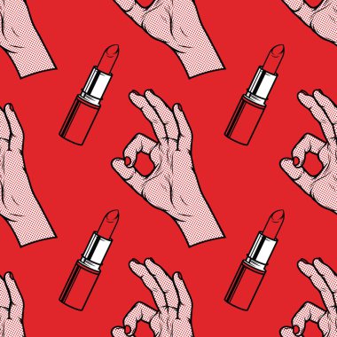  pattern of hands and  lipsticks  clipart
