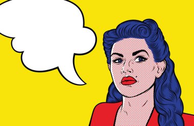 Pop art kadın ile konuşma balonu