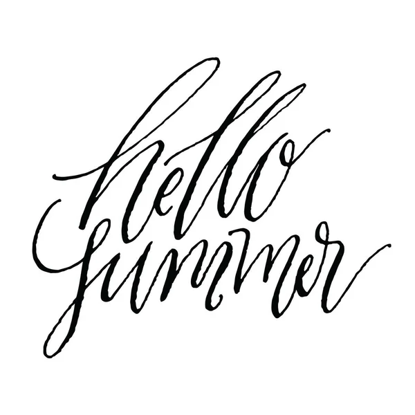 Hola Summer. Cita positiva manuscrita — Vector de stock