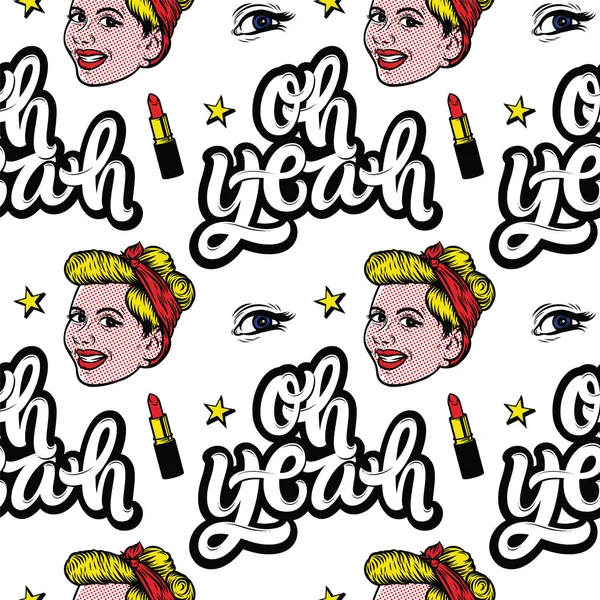 "Oh yeah "estilo pop art . — Vetor de Stock